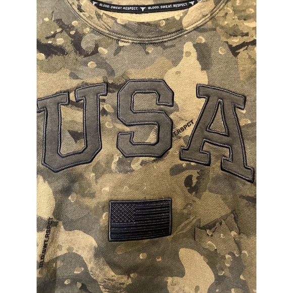 Under Armour Men’s Project Rock Fleece Camo Crew Sweater USA Flag Size Medium - Picture 3 of 5
